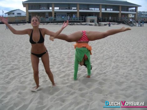 handstand on the beach