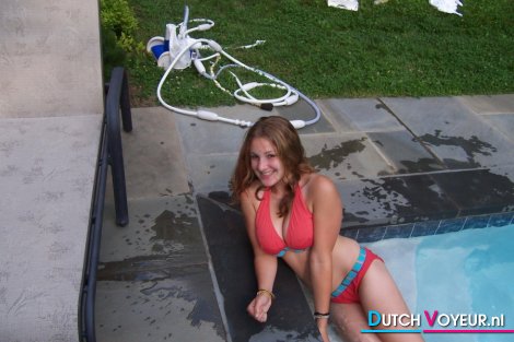 Tasty girl in pool