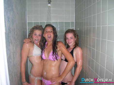 Teenagers with each other in the shower