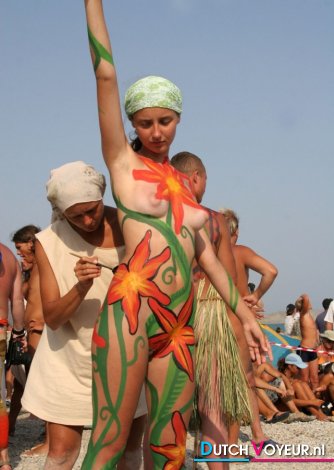 beautiful girl standing next to the Blessed underwear :-)