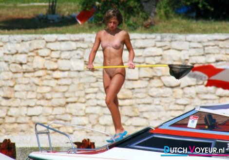 Teen naked on a boat with good figure