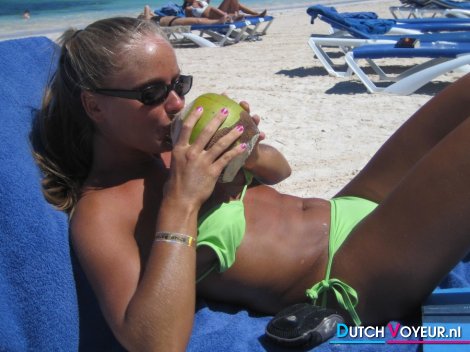 funny girl posing casually with a butter horny bare slip